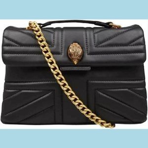 NWT KURT GEIGER Black Lamb Leather Union Jack Kensington Bag